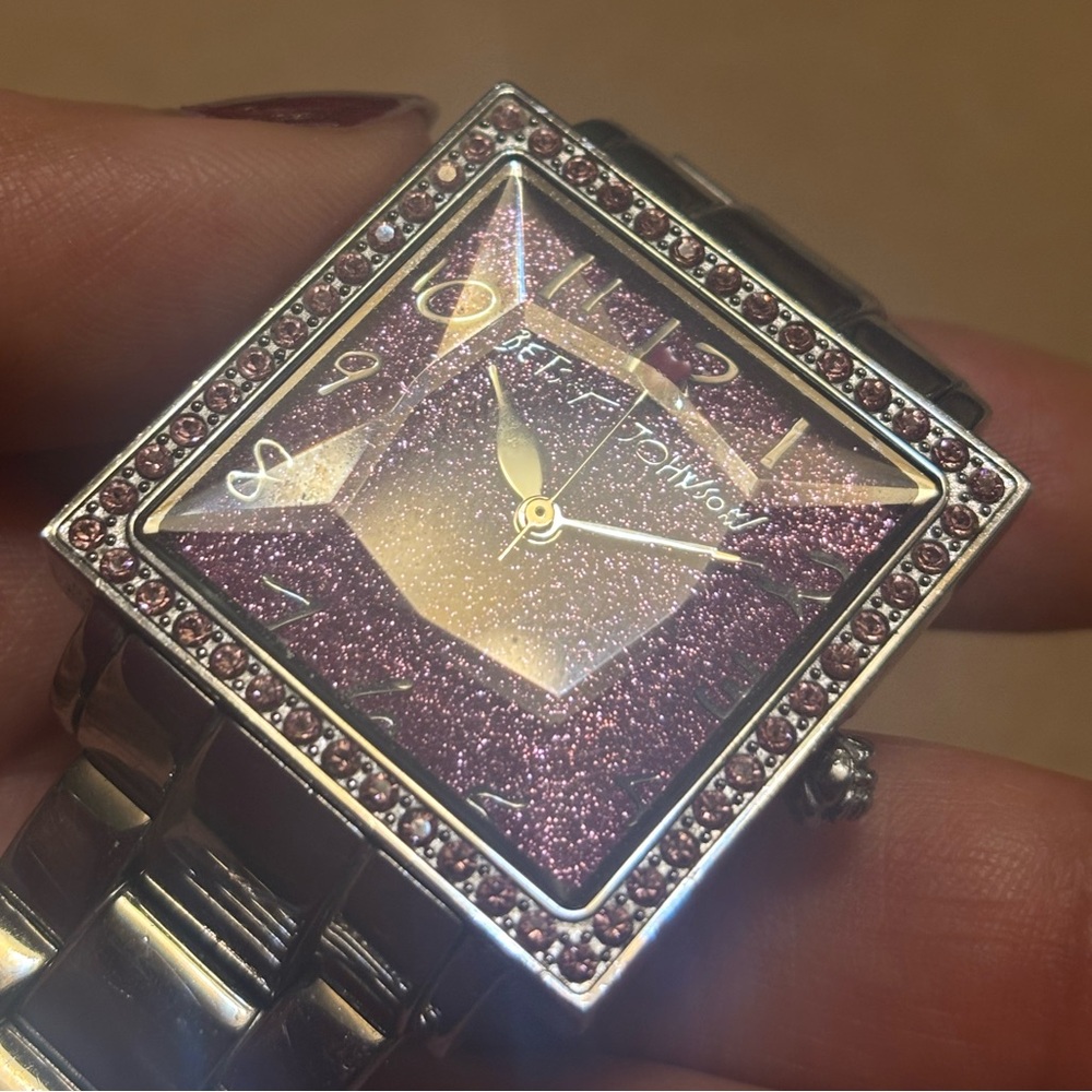 Betsey Johnson Crystal Rhinestone Pink Glitter Heart Watch - Picture 5 of 13